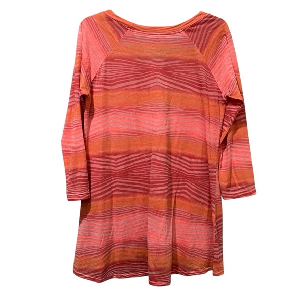 Tianello Medium Coral 3/4 Sleeve V Neck Blouse top Cotton G4 - Picture 2 of 4